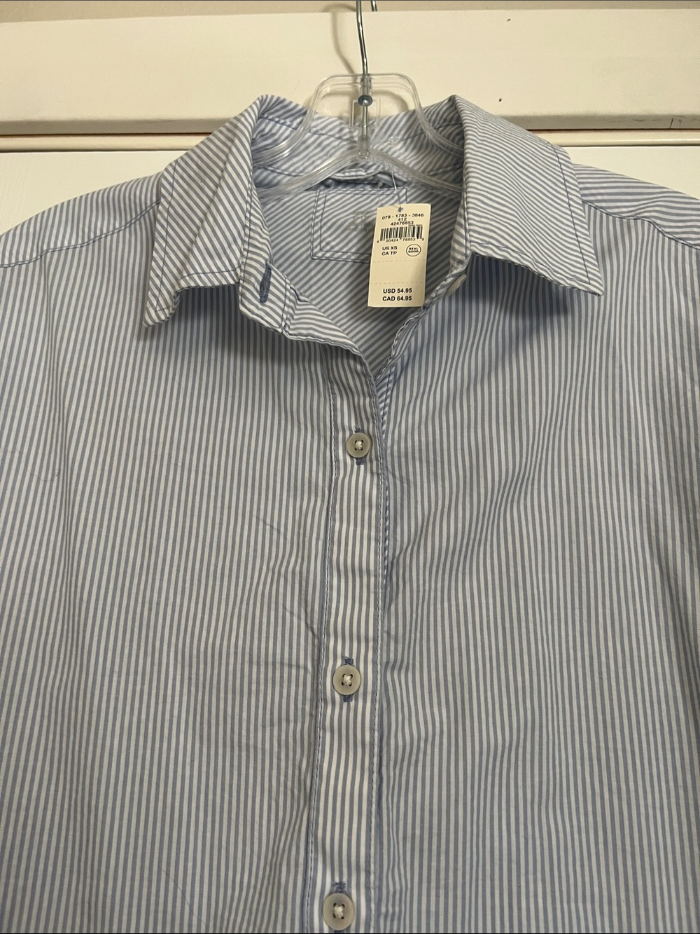 Aerie “Good Day Coverup Button Down Shirt” Blue White Stripe Oversized Size XS - Picture 8 of 12